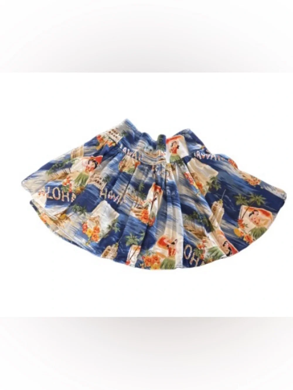 Ralph Lauren Blue Hawaiian Print Circle Skirt